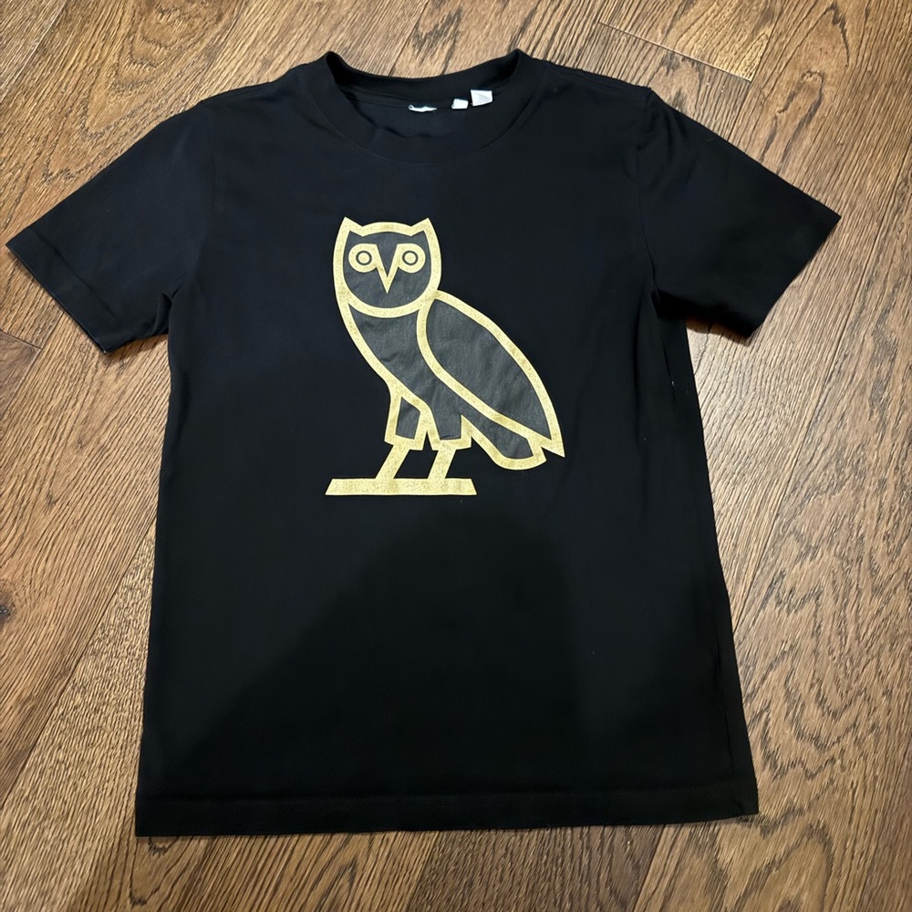 Kids Black T‑Shirt with Gold Owl Graphic Drake CLB